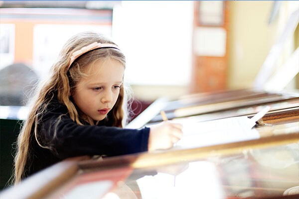 Girl in a museum in Massachusetts
