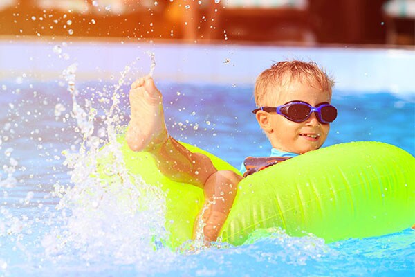 Boy enjoying waterpark in Nova Scotia, Canada