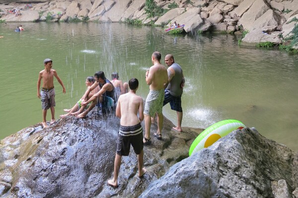 People swimming.