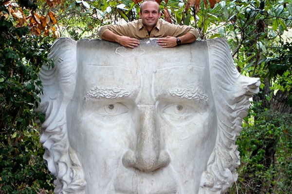 Chet at the Sam Houston Memorial Museum and Statue