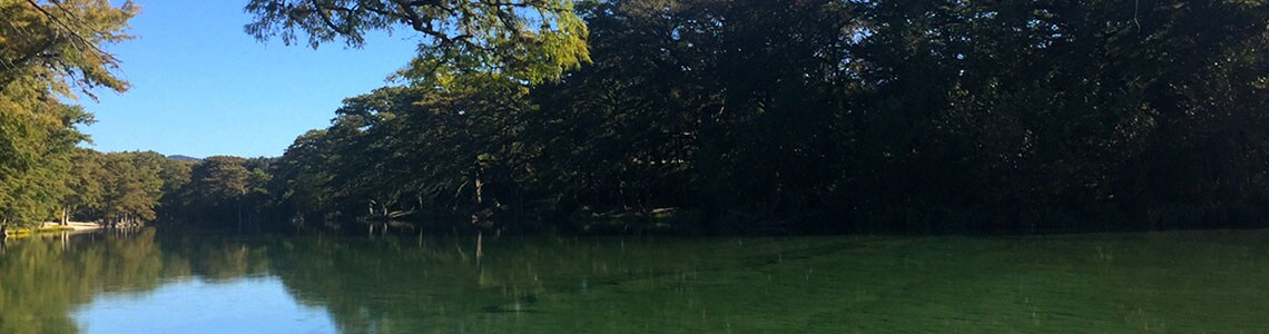 Lake area with tree lined shore.