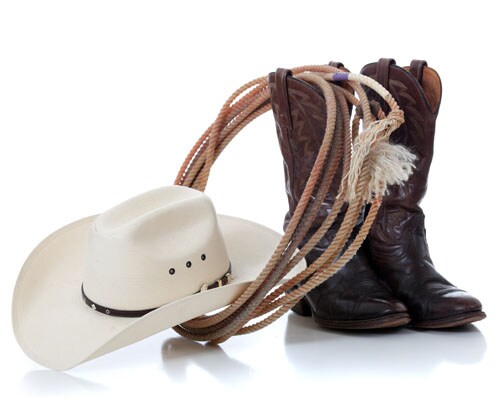 Image of Lasso, Cowboy boots, and hat