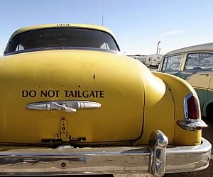 Back of vintage taxi cab
