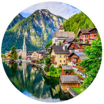 Scenic Hallstatt, Austria in the summer