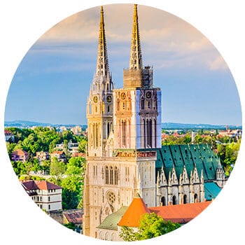 View of Zagreb Cathedral in Zagreb Croatia