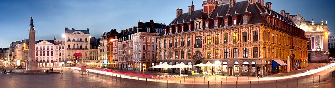 Belfry and building on main square of Lille - France