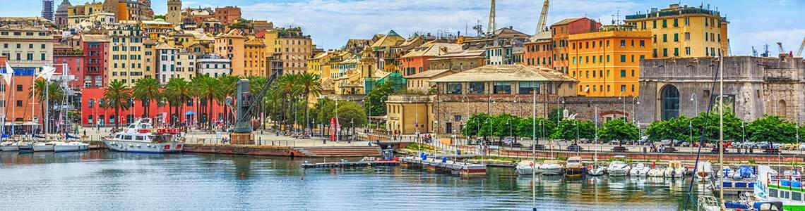 Genoa port sea view with yachts
