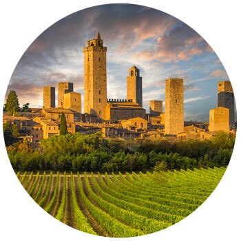 Vineyard covered hills of Tuscany, Italy