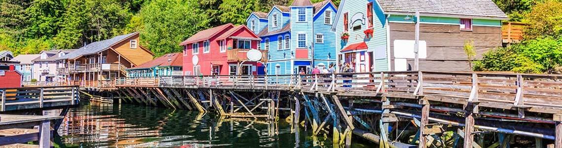 Dock and buildings in Ketchikan Alaska