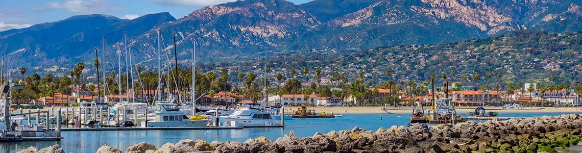 Santa Barbara Marina shoreline in Califonia
