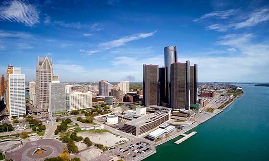 Aerial view of Detroit, Michigan