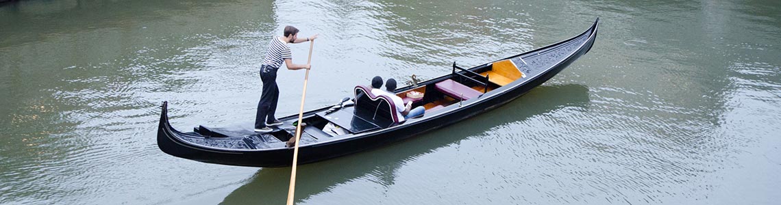 Gondolas on Providence River in Rhode Island