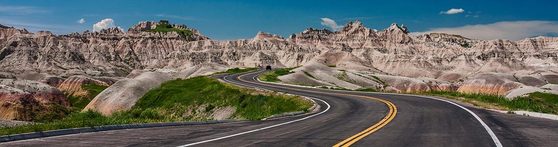Road going through the Badlands in SD