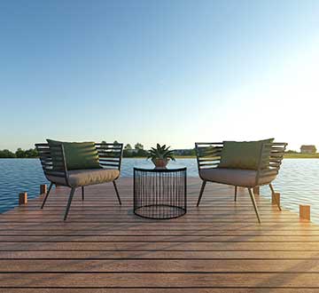 Elegant sitting area on ocean dock